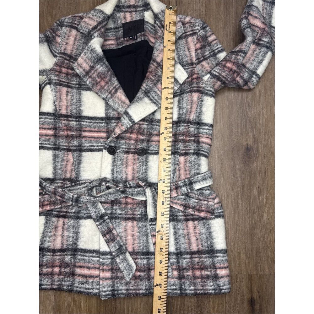 Paige Women XS Pink White Black Academia Wool Blend Preppy Belted Peacoat Jacket - Picture 8 of 13